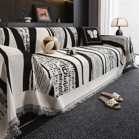 Bohemian Fringe Couch Cover | Stylish Microfibre Blend with Non-Slip Design | Pet-Friendly Protection for Your Home Decor 1