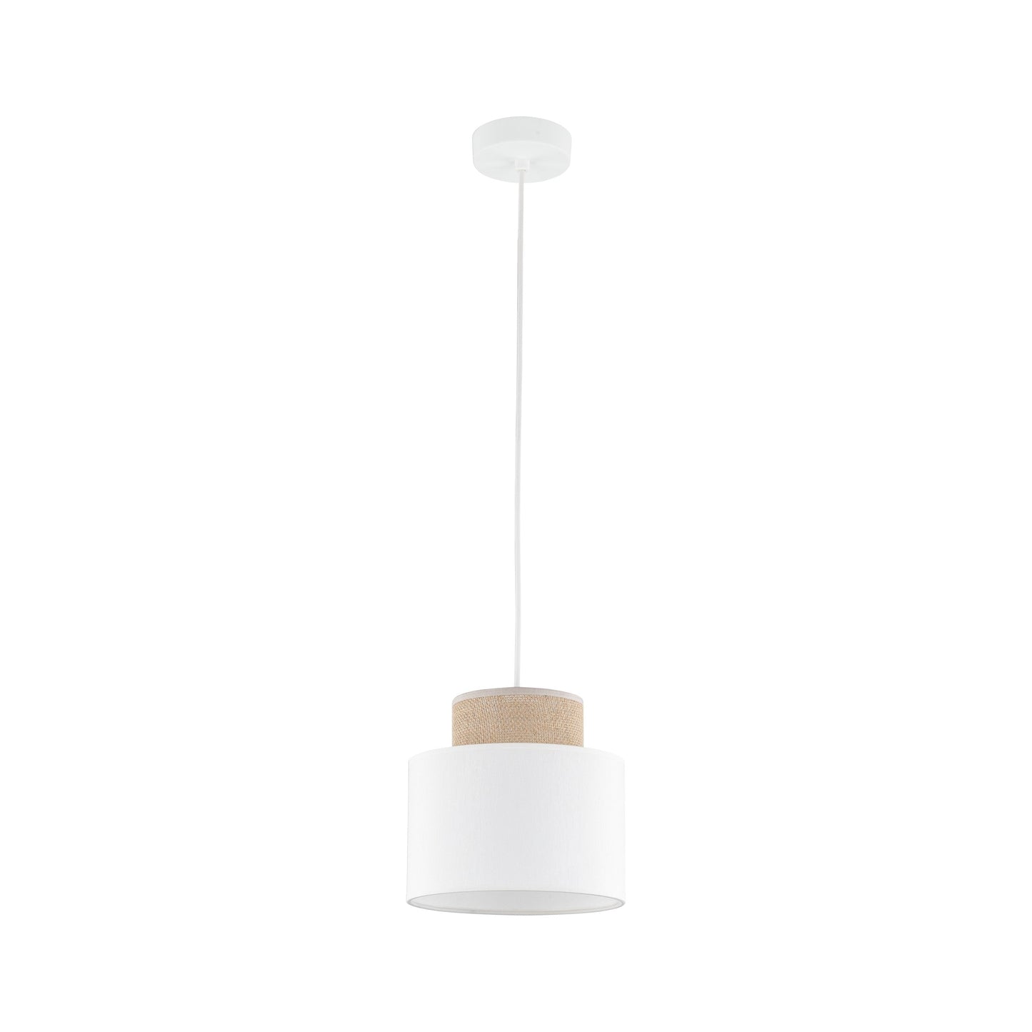 Duo White | Scandinavian Pendant Ceiling Light with Woven Jute Accent | Adjustable Height for Warm Ambient Glow 9