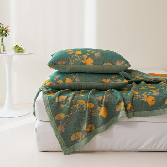 Elegant Cotton Coverlet Set with Reversible Jacquard Floral Design for Year-Round Comfort 1