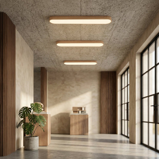 Japandi Natural Oak | Flush Mount Ceiling Light Fixture with Tri-Colour Technology | Sleek Design for Modern Interiors 1