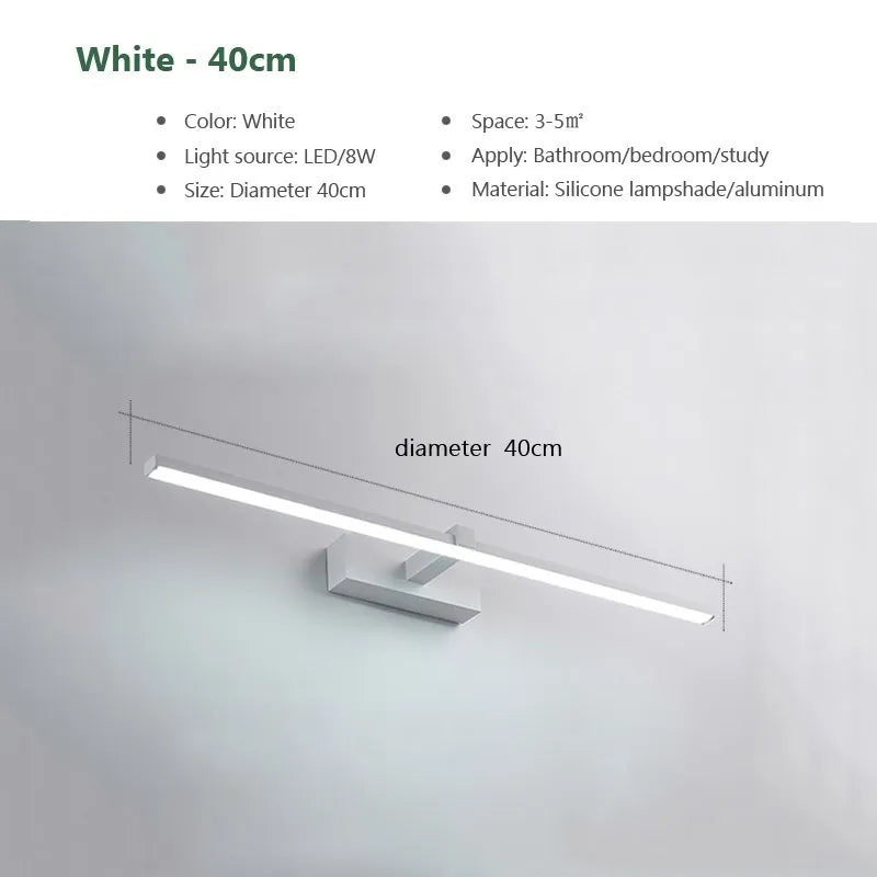 Modern LED Wall Lamp | Waterproof Bathroom Wall Lights with Bright Illumination | Sleek Design for Effortless Makeup Application 9