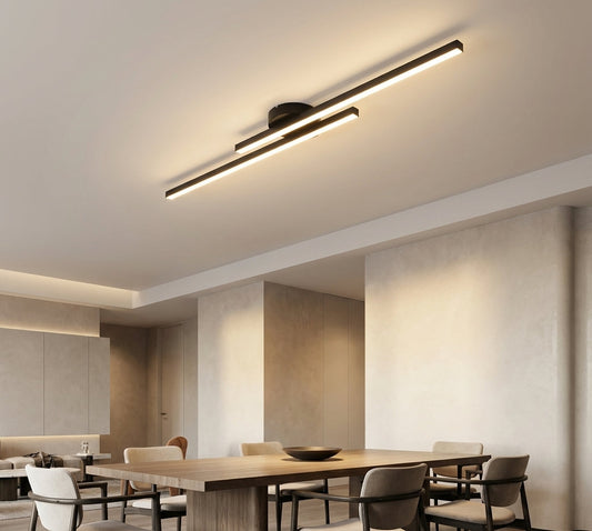 Modern Linear | Flush Mount Ceiling Light with Integrated LED | Minimalist Aluminium Fixture for Bright Illumination 1