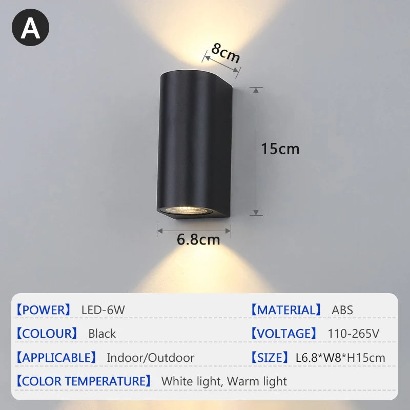Outdoor Wall Lantern | Waterproof LED Design with Energy-Efficient 6W Light | Stylish Black Exterior Wall Light for Gardens and Porches 6