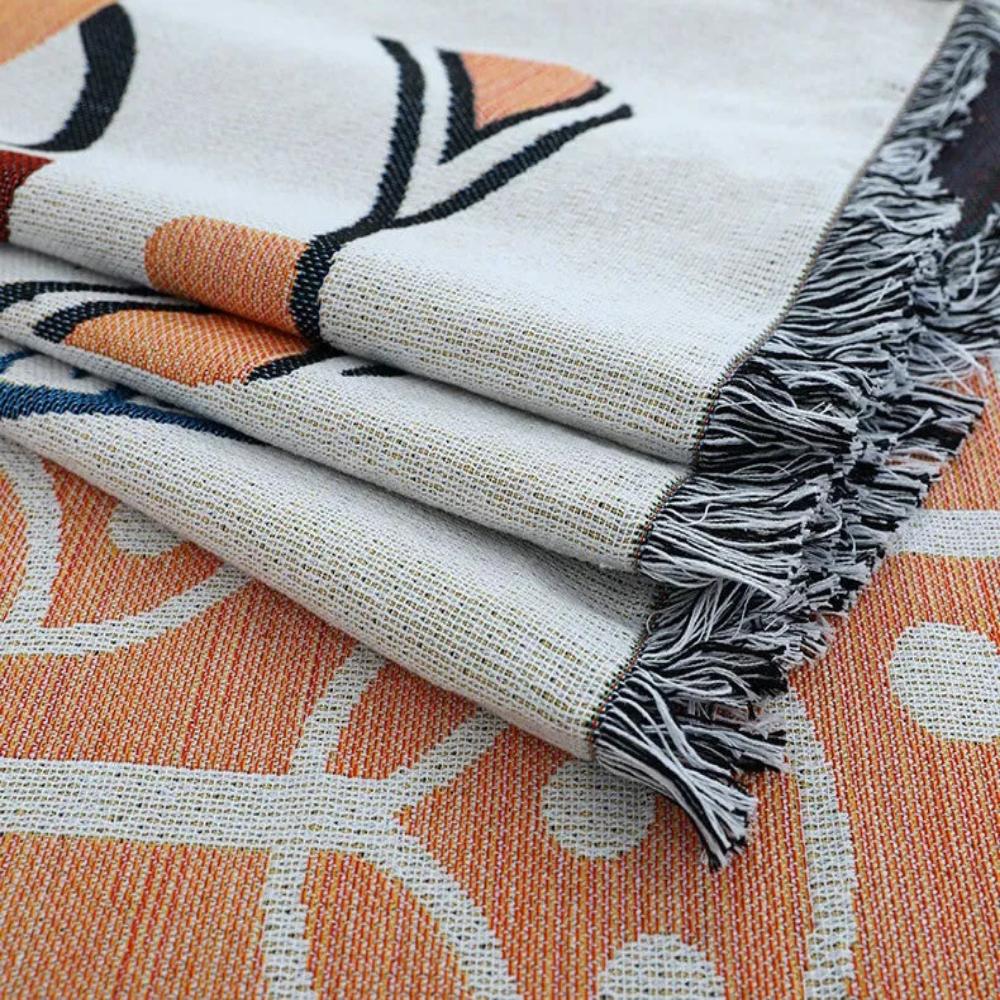 Tassel Tide | Couch Cover with Jacquard Design & Tassels | Lightweight Cotton Linen Protector for All-Season Style 8
