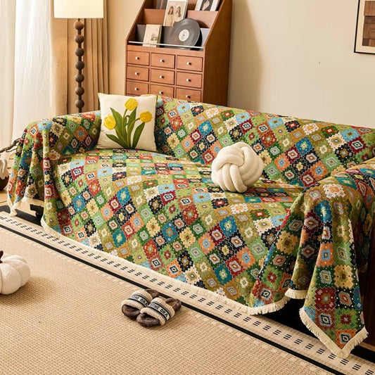 Zahara | Couch Cover with Soft Microfibre Fabric & Geometric Design | Stylish Protection for Your Home 1
