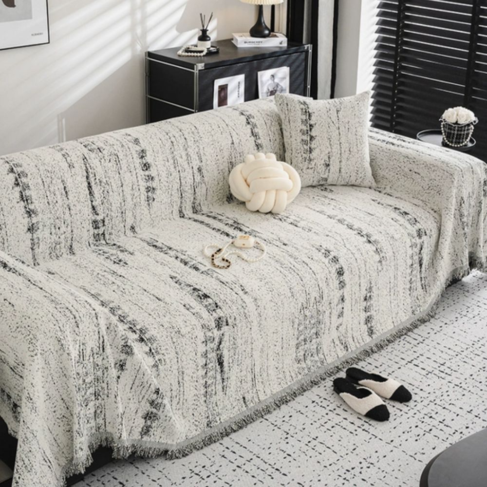 Almond Crest | Couch Cover with Luxurious Chenille Fabric | Stylish Protector for Pets and Everyday Comfort 0