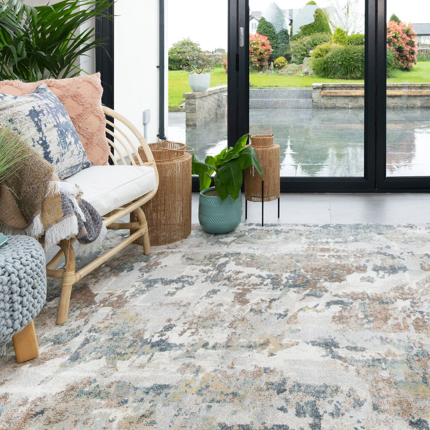 Artisan Collection | Soft Modern Blue Grey Rug with Canvas Effect | Elegant Home Decor for Calming Atmosphere 3