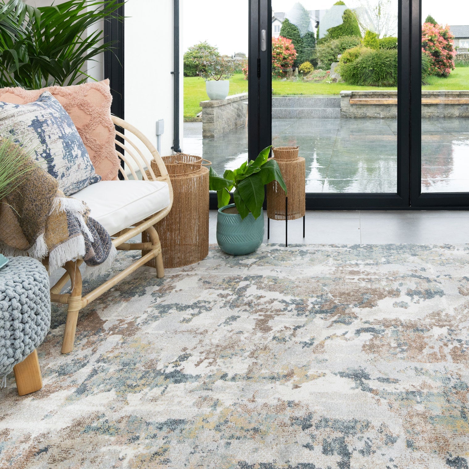 Artisan Collection | Soft Modern Blue Grey Rug with Canvas Effect | Elegant Home Decor for Calming Atmosphere 3