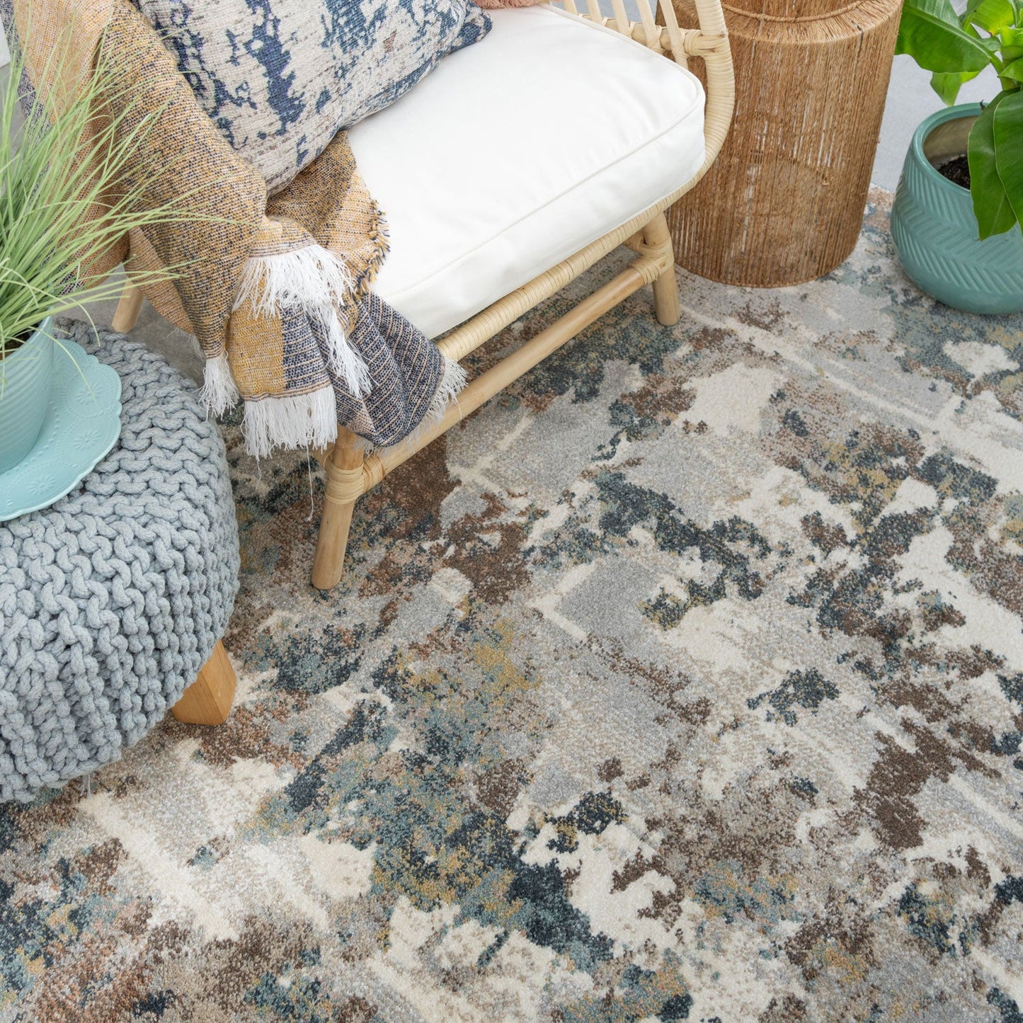 Artisan Collection | Soft Modern Blue Grey Rug with Canvas Effect | Elegant Home Decor for Calming Atmosphere 4