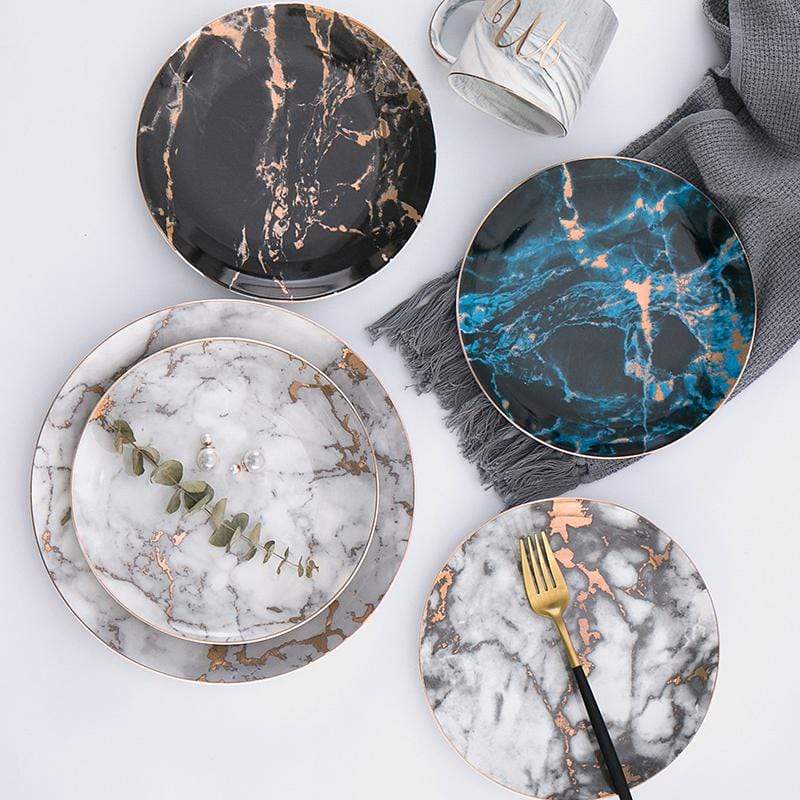 Artisan Plate Collection | Fine Porcelain Dinner Plates with Gilded Corners | Elegant Design for Vibrant Dining 1