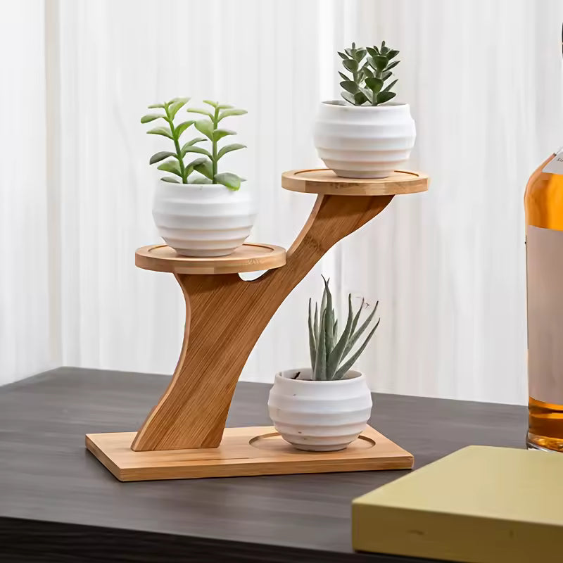Artisanal Bamboo Plant Stand | Multi-Tier Design for Eco-Friendly Home Decor 2