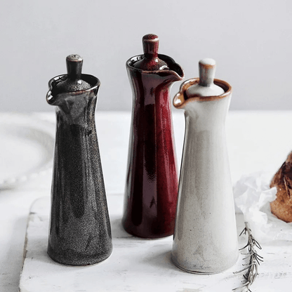 Artisanal Run Glaze | Ceramic Oil & Vinegar Dispenser with Precision Pour Spout | Unique Drip Effect for Elegant Dining 4