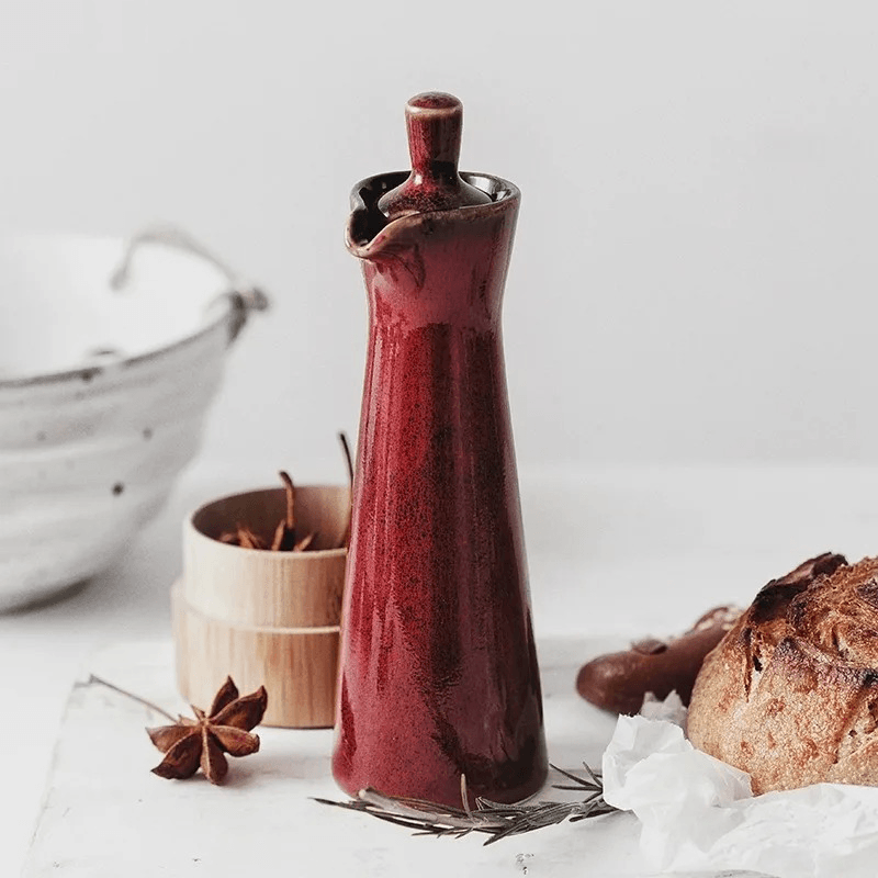Artisanal Run Glaze | Ceramic Oil & Vinegar Dispenser with Precision Pour Spout | Unique Drip Effect for Elegant Dining 5