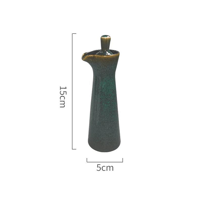 Artisanal Run Glaze | Ceramic Oil & Vinegar Dispenser with Precision Pour Spout | Unique Drip Effect for Elegant Dining 6
