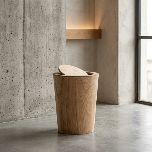 Artisanal Timber-Style Kitchen Bin with 360° Rotating Lid for Modern Spaces 1