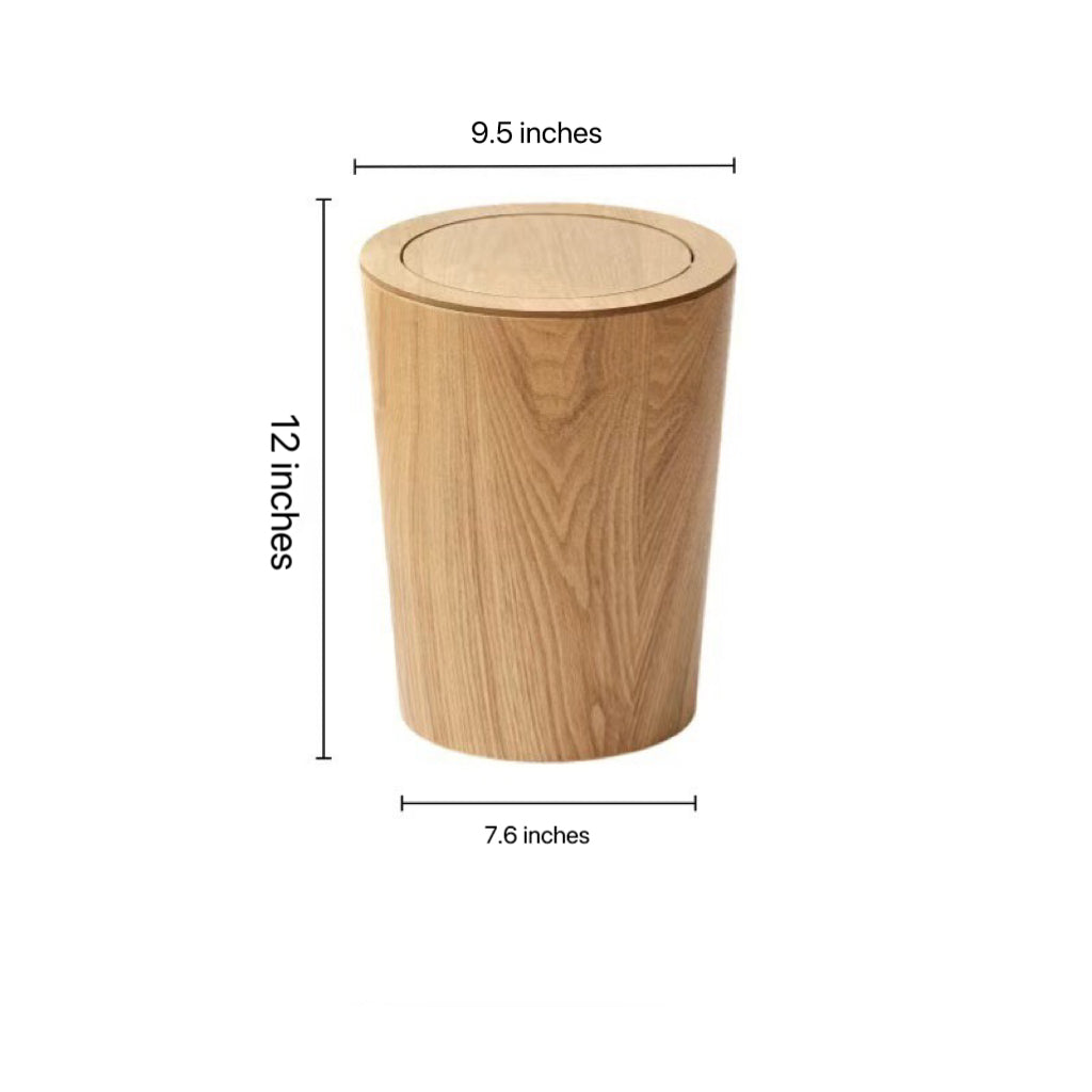 Artisanal Timber-Style Kitchen Bin with 360° Rotating Lid for Modern Spaces 6