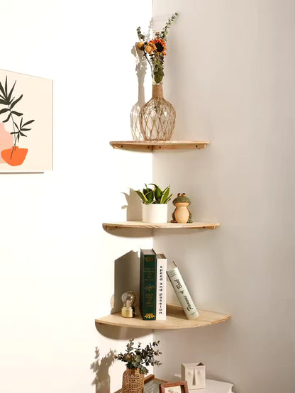 Artisanal Timber | Floating Corner Shelf with Premium Hardwood Finish | Space-Saving Design for Elegant Home Decor 1