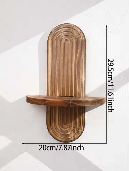 Artisanal Timber | Floating Shelf with Fluted Backplate | Elegant Wall Decor for Home Display 0