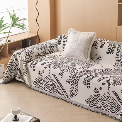 Artistic Nature Sketch | Couch Cover with Microfiber Blend & Reversible Design | Elegant Protector for Home Decor 0