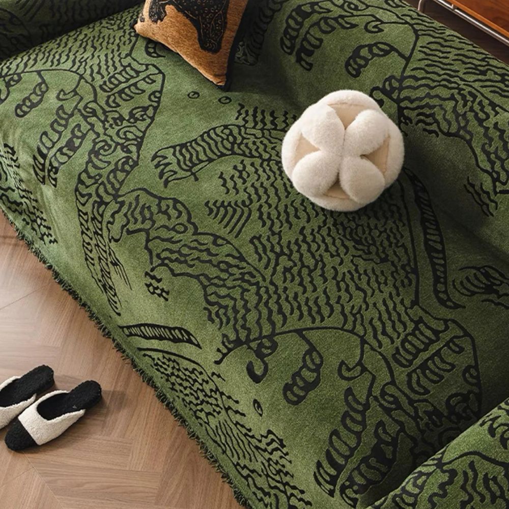 Artistic Nature Sketch | Couch Cover with Microfiber Blend & Reversible Design | Elegant Protector for Home Decor 3