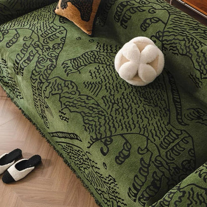 Artistic Nature Sketch | Couch Cover with Microfiber Blend & Reversible Design | Elegant Protector for Home Decor 3