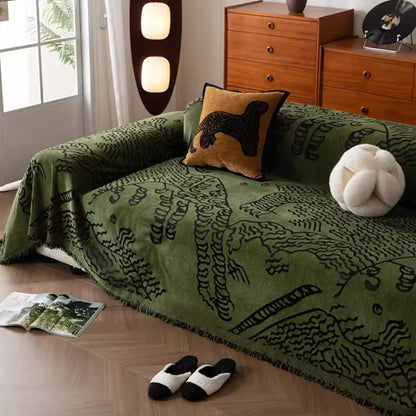 Artistic Nature Sketch | Couch Cover with Microfiber Blend & Reversible Design | Elegant Protector for Home Decor 6