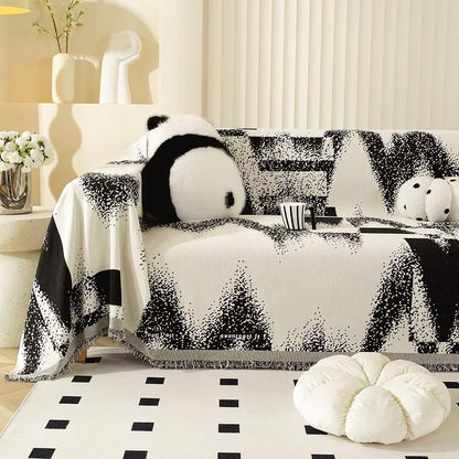 Avant-Garde Collection | Abstract Chenille Couch Cover with Fringed Edges | Stylish Protector for Modern Living Rooms 1