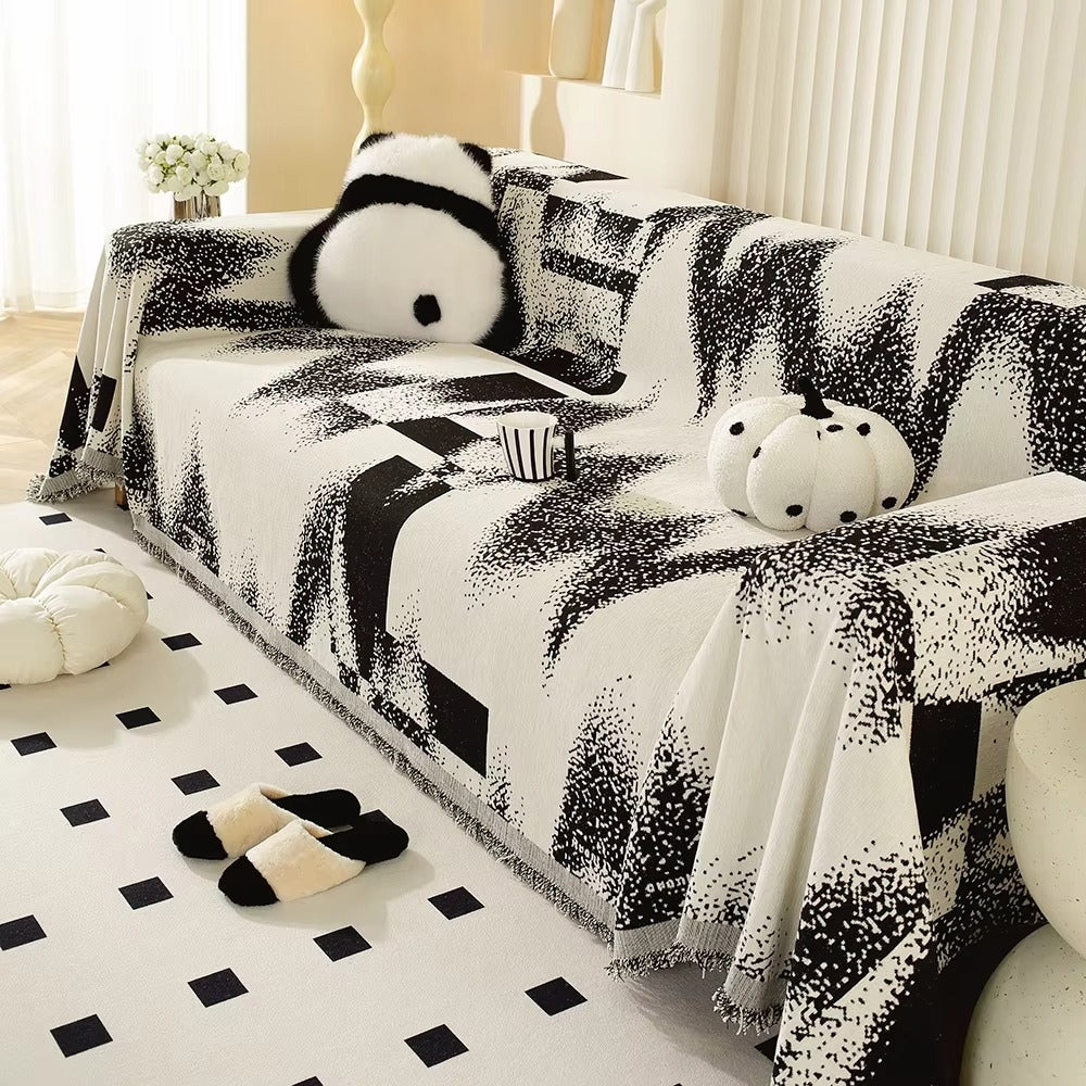 Avant-Garde Collection | Abstract Chenille Couch Cover with Fringed Edges | Stylish Protector for Modern Living Rooms 2