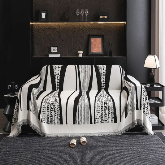 Bohemian Fringe Couch Cover | Stylish Microfibre Blend with Non-Slip Design | Pet-Friendly Protection for Your Home Decor 0