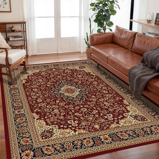 Bohemian Vintage Rug with Stain-Resistant Fabric | Easy-Care Floor Mat for Stylish Home Decor 0