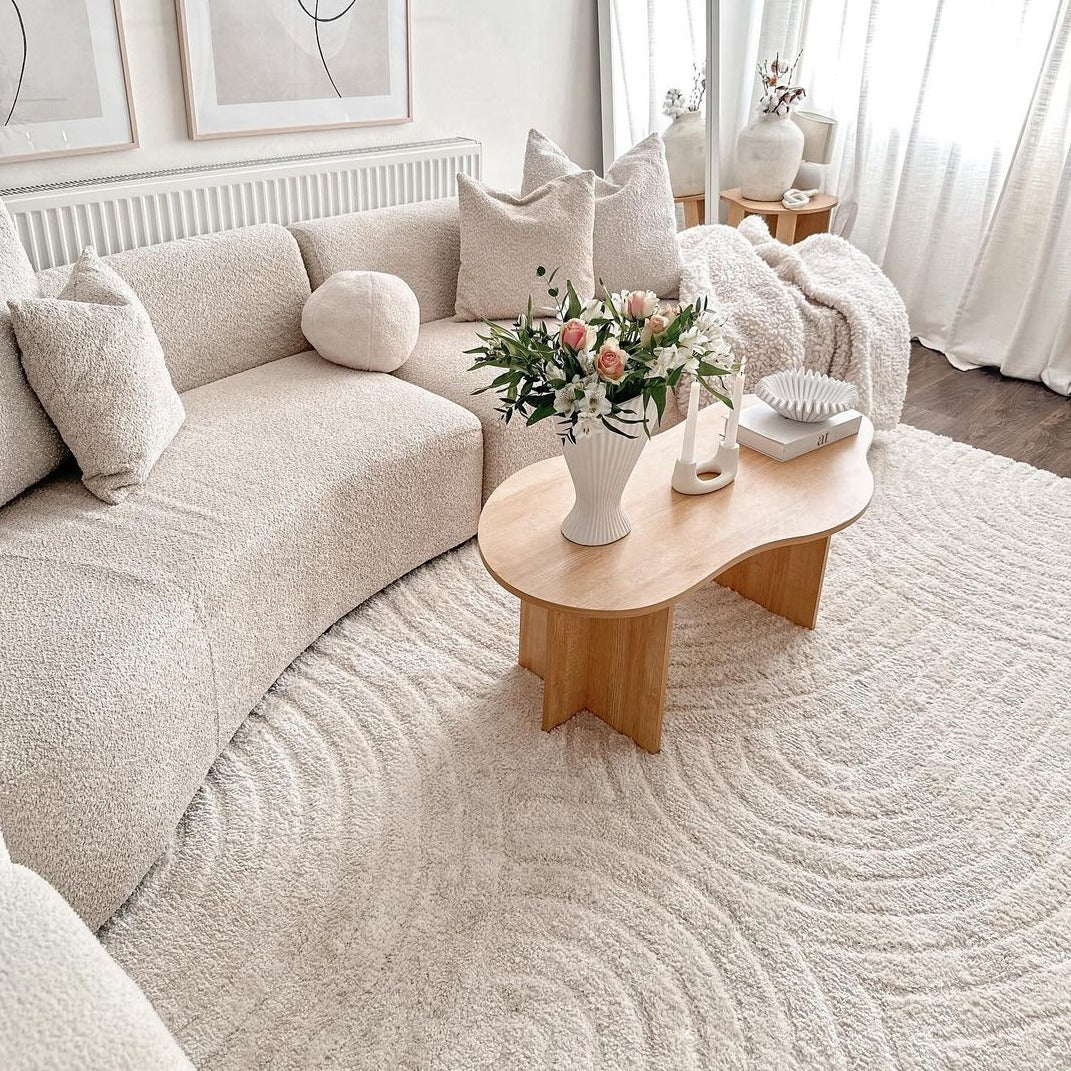 Boho Rug | Soft Cream Tufted Polyester with Unique Design | Cozy Decor for Warm Interiors 1