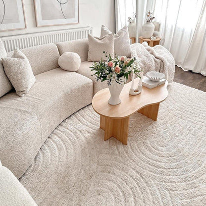Boho Rug | Soft Cream Tufted Polyester with Unique Design | Cozy Decor for Warm Interiors 1