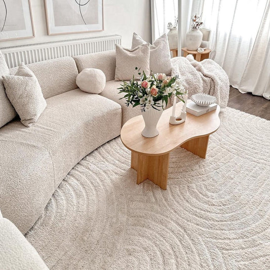 Boho Rug | Soft Cream Tufted Polyester with Unique Design | Cozy Decor for Warm Interiors 1