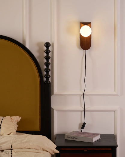 Carlyle | Plug-In Wall Lamp with Frosted Acrylic Globe | Damp Rated for Versatile Bathroom Use