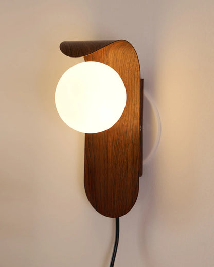 Carlyle | Plug-In Wall Lamp with Frosted Acrylic Globe | Damp Rated for Versatile Bathroom Use