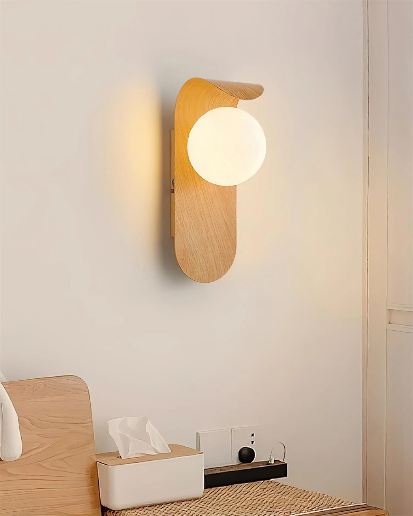 Carlyle | Plug-In Wall Lamp with Frosted Acrylic Globe | Damp Rated for Versatile Bathroom Use