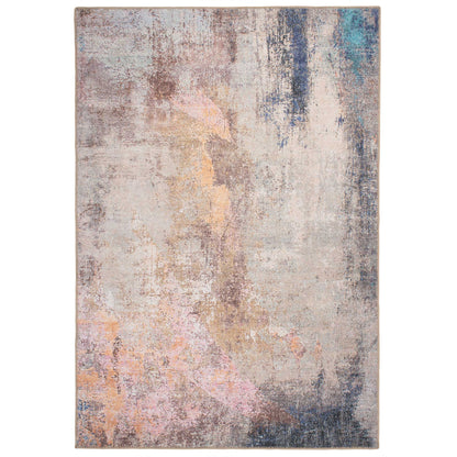 Carrie Collection | Washable Area Rug with Distressed Multicolour Design | Eco-Friendly and Stain Resistant for Versatile Living Room Use 0