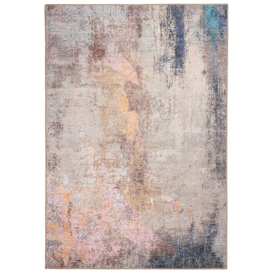 Carrie Collection | Washable Area Rug with Distressed Multicolour Design | Eco-Friendly and Stain Resistant for Versatile Living Room Use 0