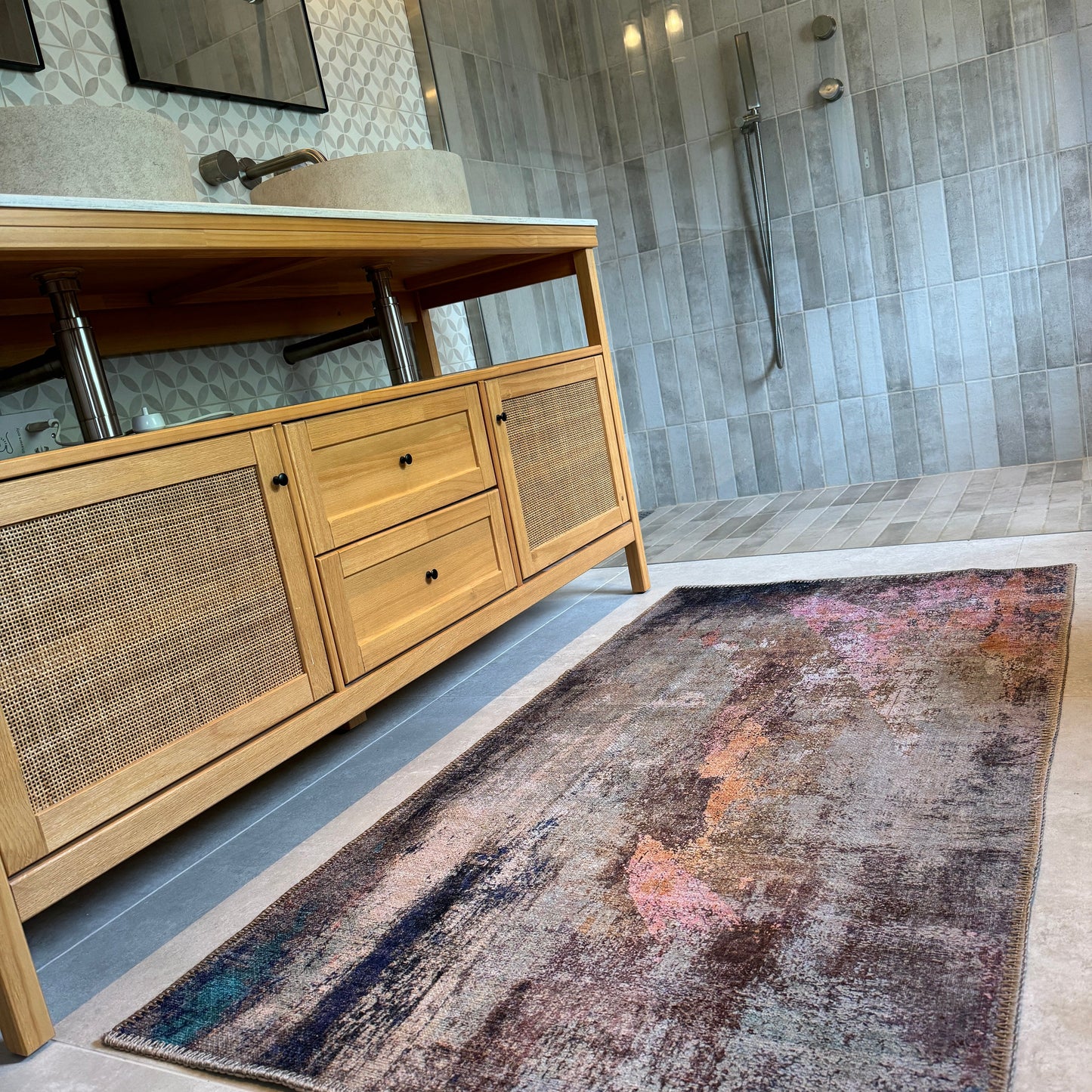 Carrie Collection | Washable Area Rug with Distressed Multicolour Design | Eco-Friendly and Stain Resistant for Versatile Living Room Use 6