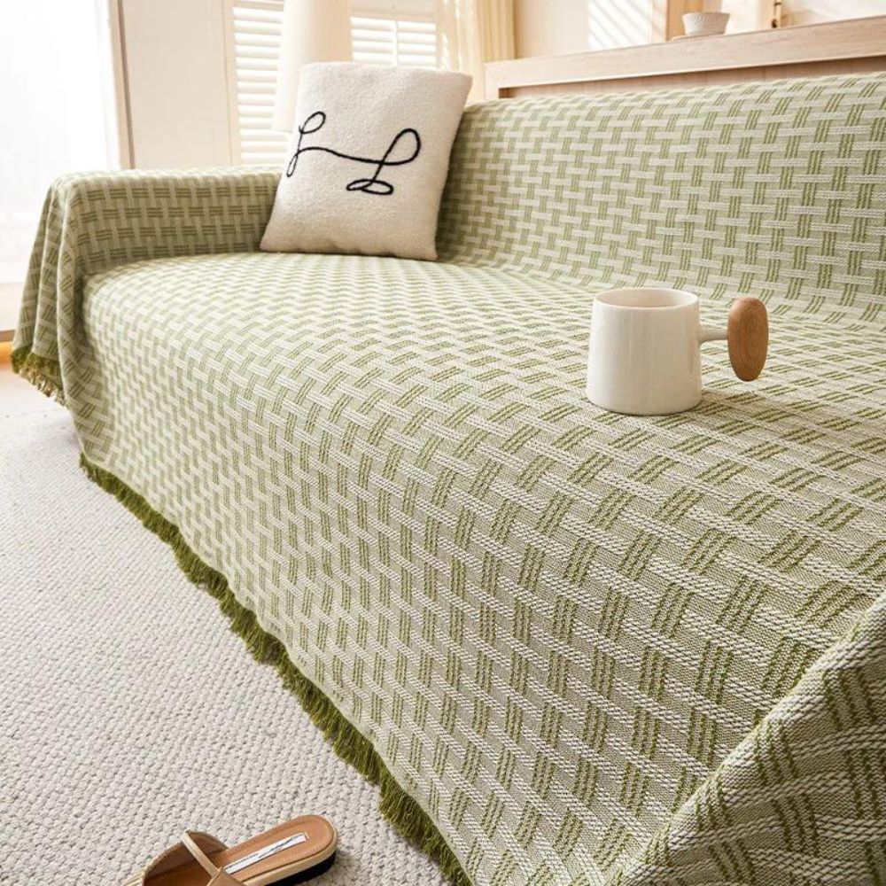Casa Serene | Geometric Couch Cover with Quilted Design | Soft Microfiber Protector for Comfort and Style 0