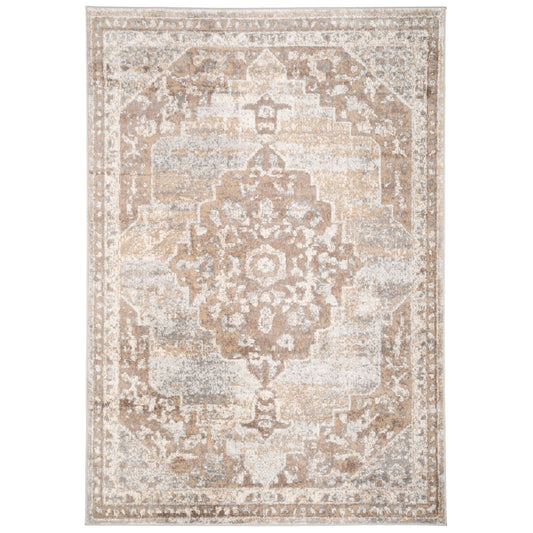 Chic Beige Area Rug | Distressed Design for Elegant Living Room Decor 0