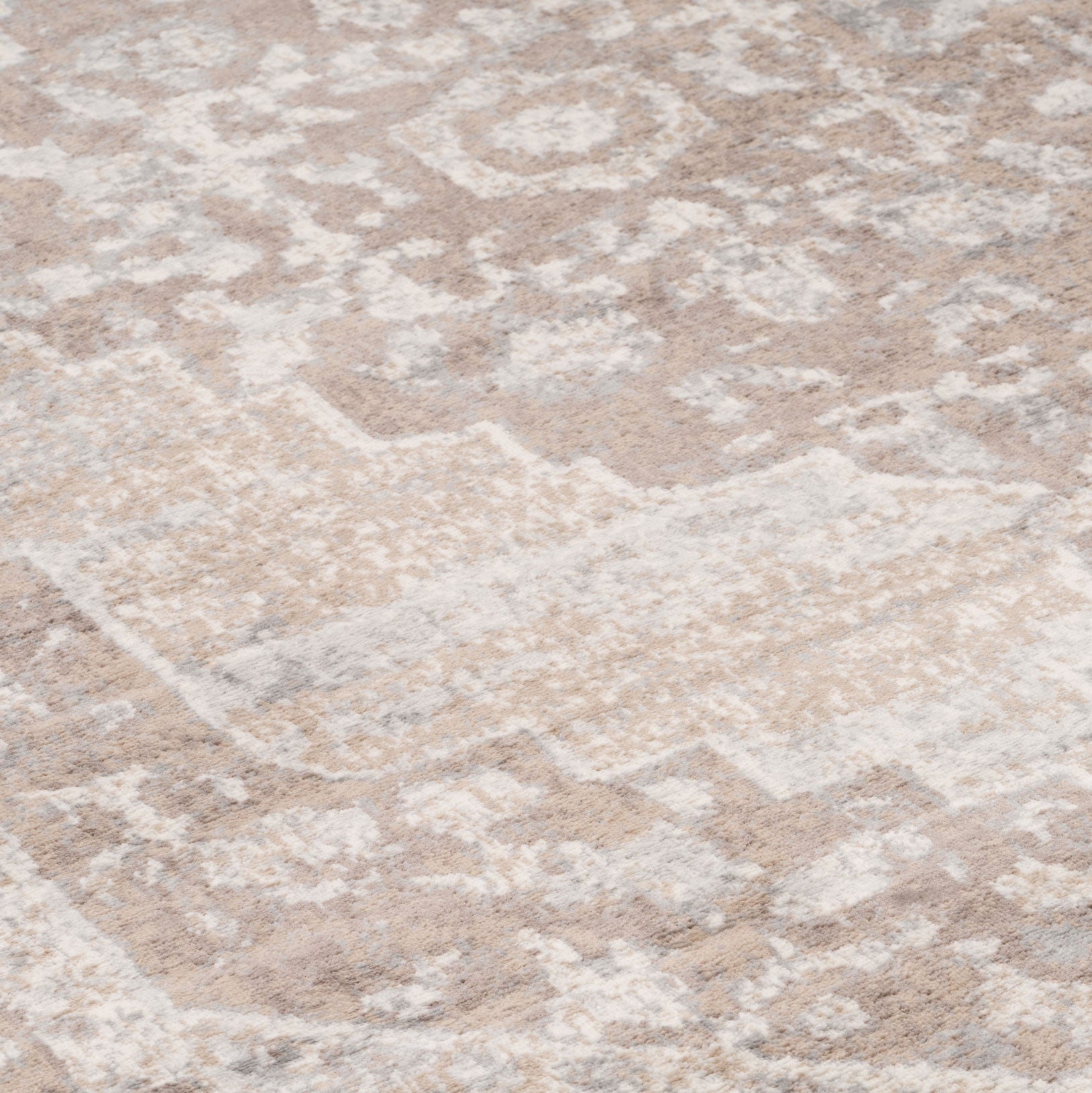 Chic Beige Area Rug | Distressed Design for Elegant Living Room Decor 4