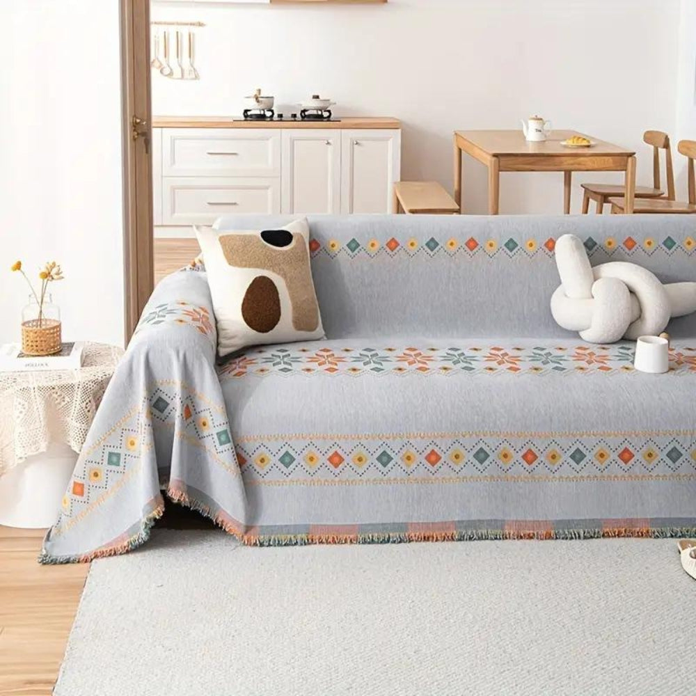 Chic Boho | Couch Cover with Non-Slip Design & Tassel Embellishments | Stylish Protection for Home Decor 0