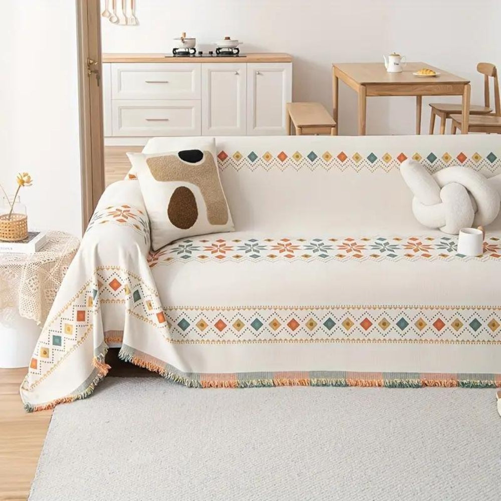Chic Boho | Couch Cover with Non-Slip Design & Tassel Embellishments | Stylish Protection for Home Decor 4