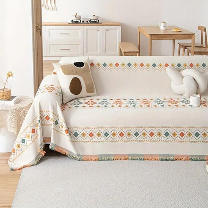 Chic Boho | Couch Cover with Non-Slip Design & Tassel Embellishments | Stylish Protection for Home Decor 4