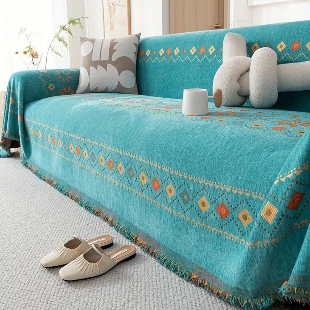 Chic Boho | Couch Cover with Non-Slip Design & Tassel Embellishments | Stylish Protection for Home Decor 5