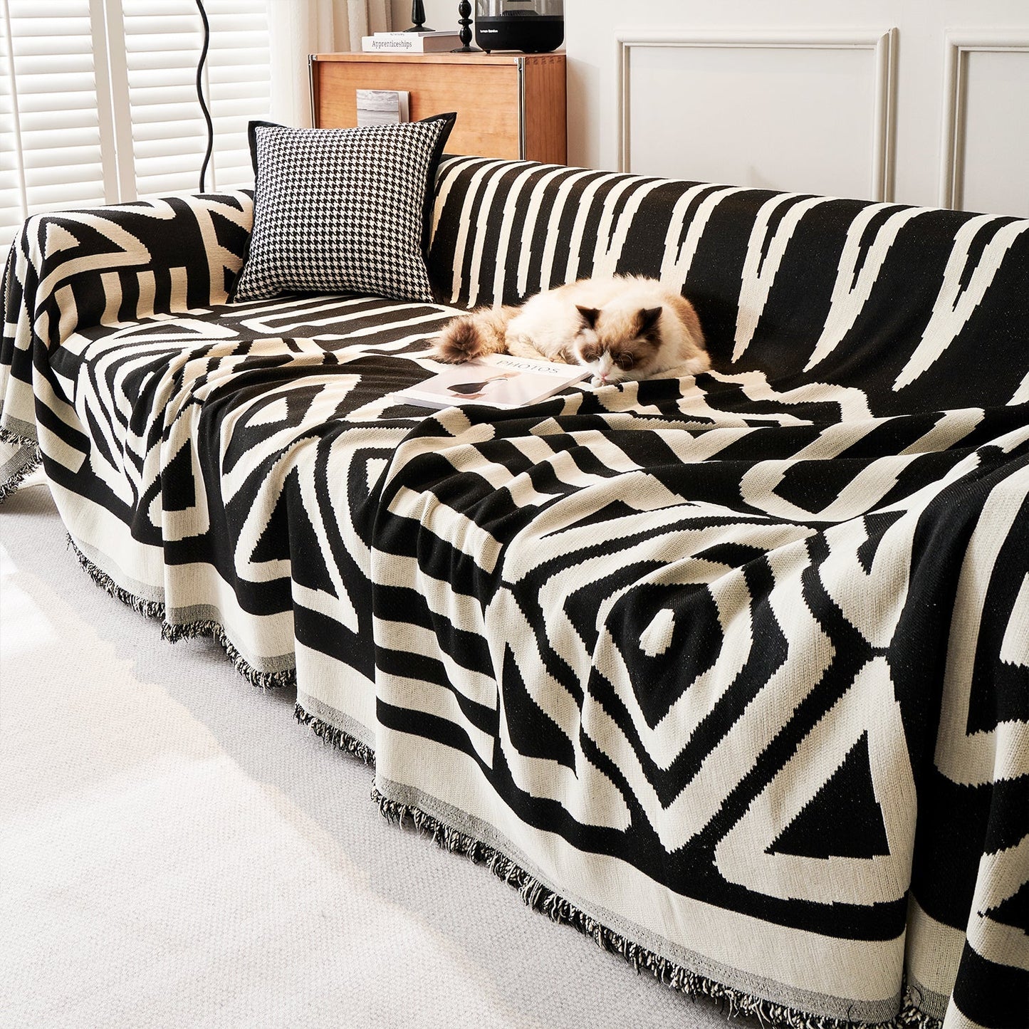 Chic Geometric Boho Sofa Cover with 360-Degree Protection | Stylish & Easy Maintenance for Pet-Friendly Homes 0