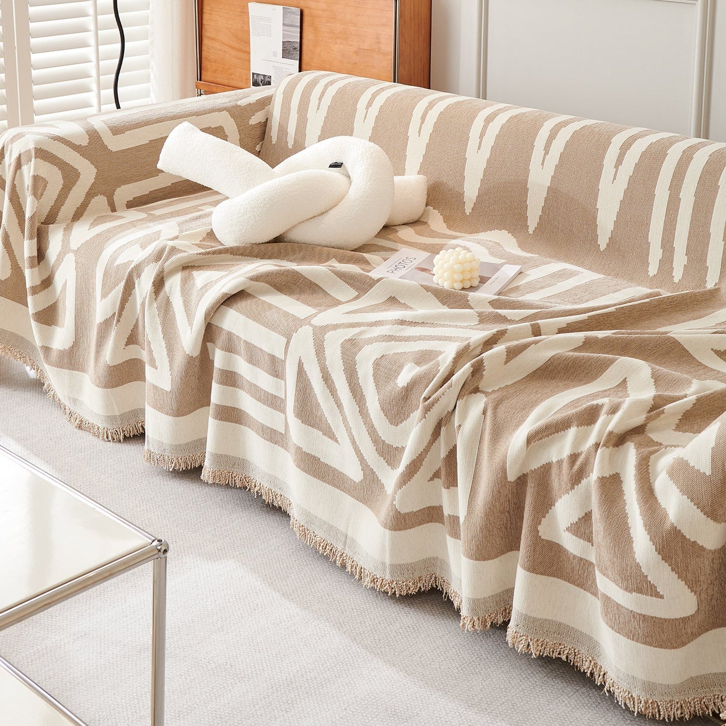 Chic Geometric Boho Sofa Cover with 360-Degree Protection | Stylish & Easy Maintenance for Pet-Friendly Homes 1