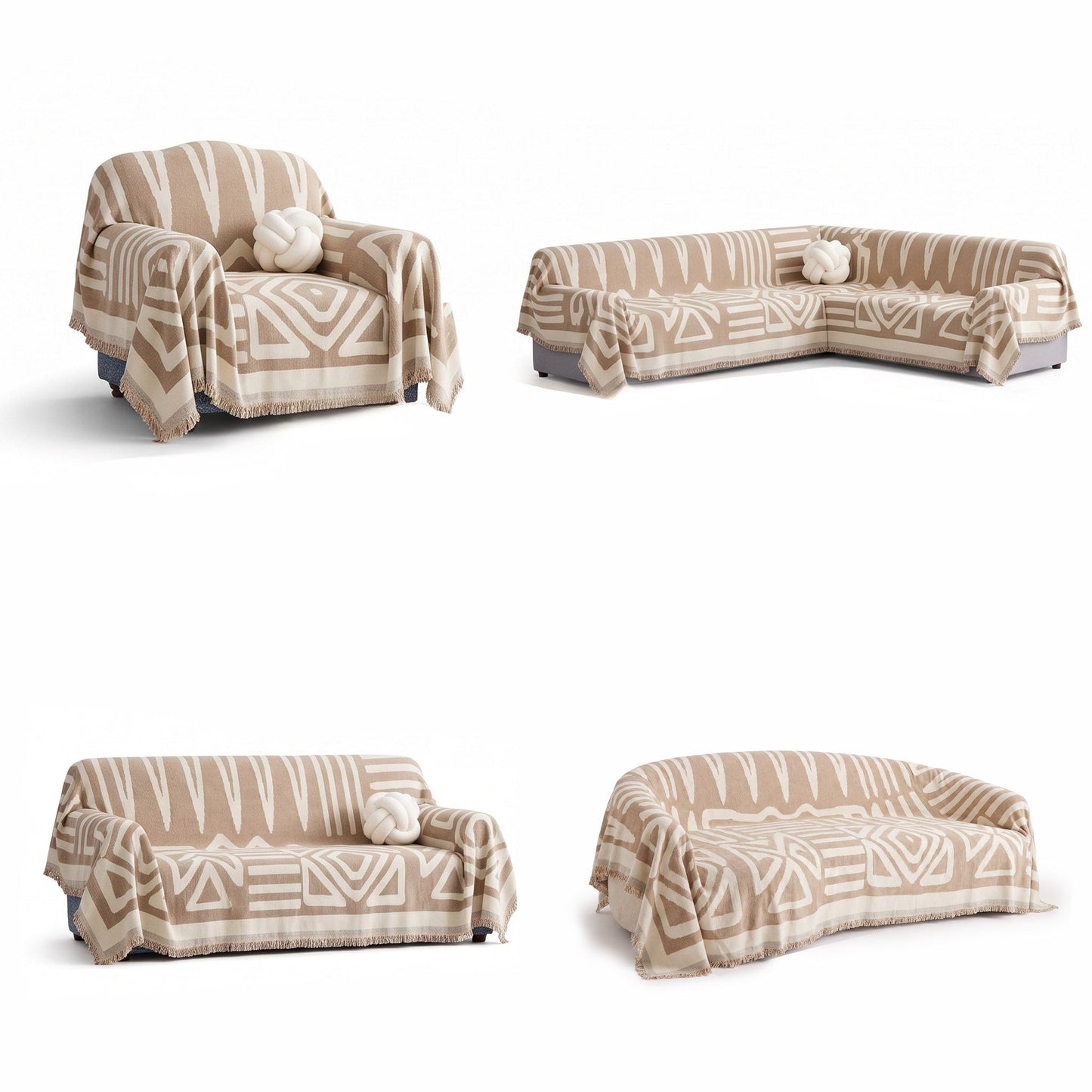 Chic Geometric Boho Sofa Cover with 360-Degree Protection | Stylish & Easy Maintenance for Pet-Friendly Homes 2