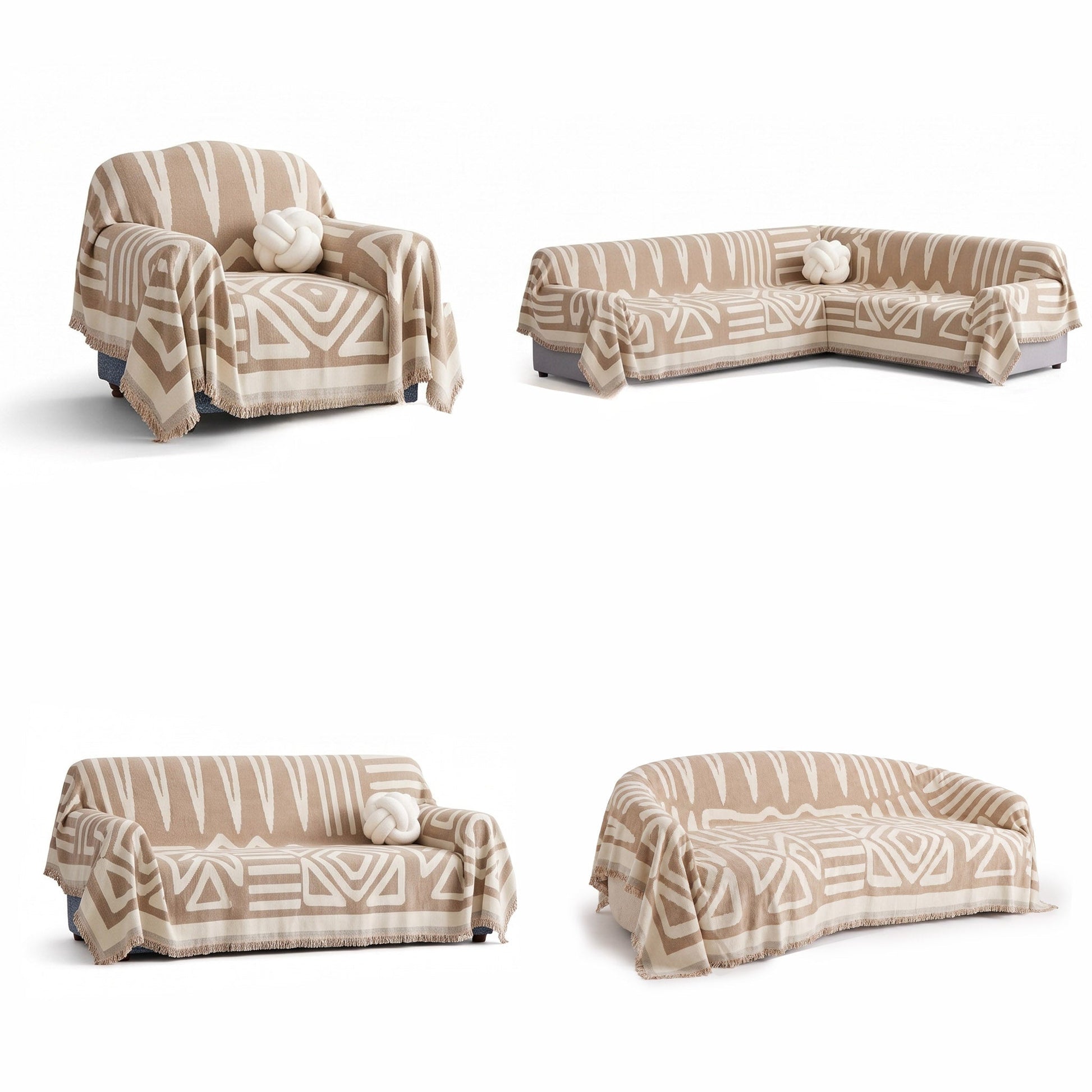 Chic Geometric Boho Sofa Cover with 360-Degree Protection | Stylish & Easy Maintenance for Pet-Friendly Homes 2